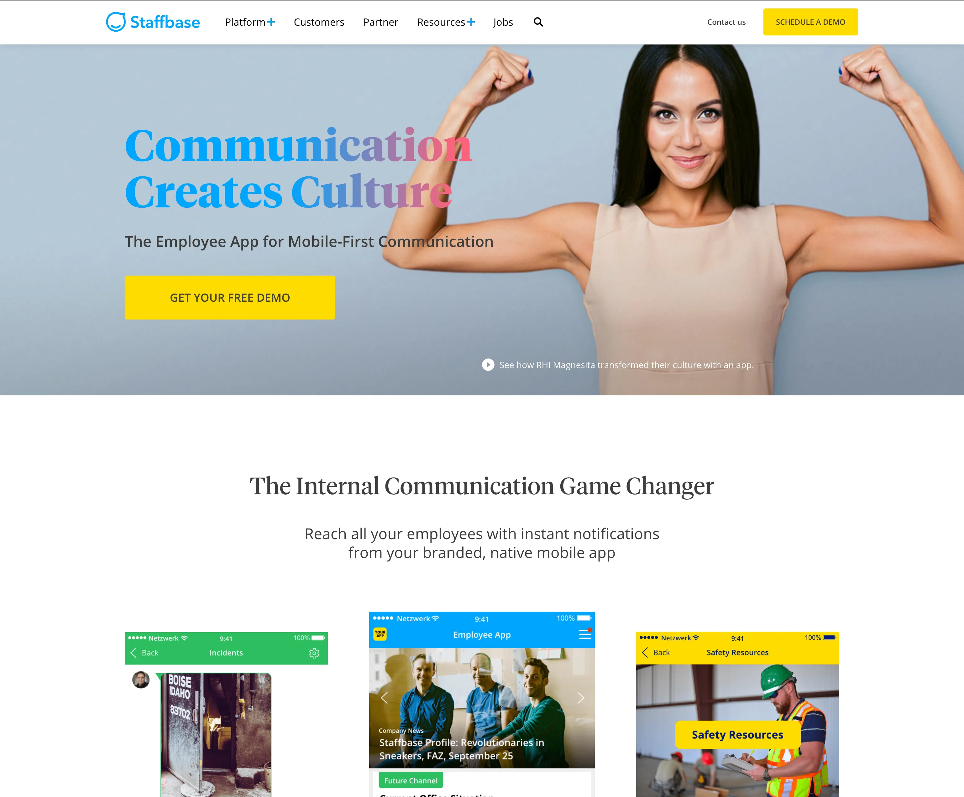 staffbase.com homepage in April 2019