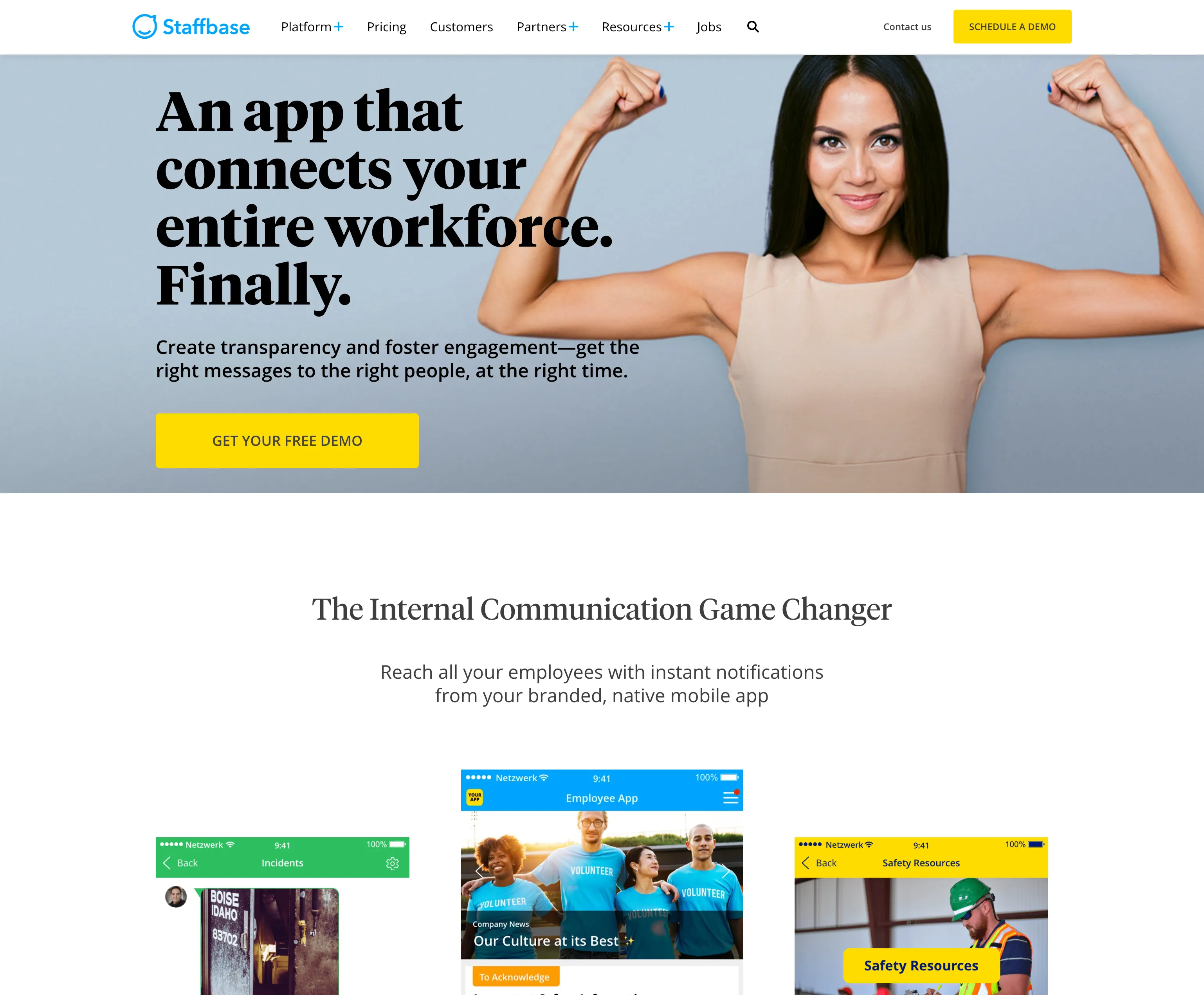 staffbase.com homepage in October 2019