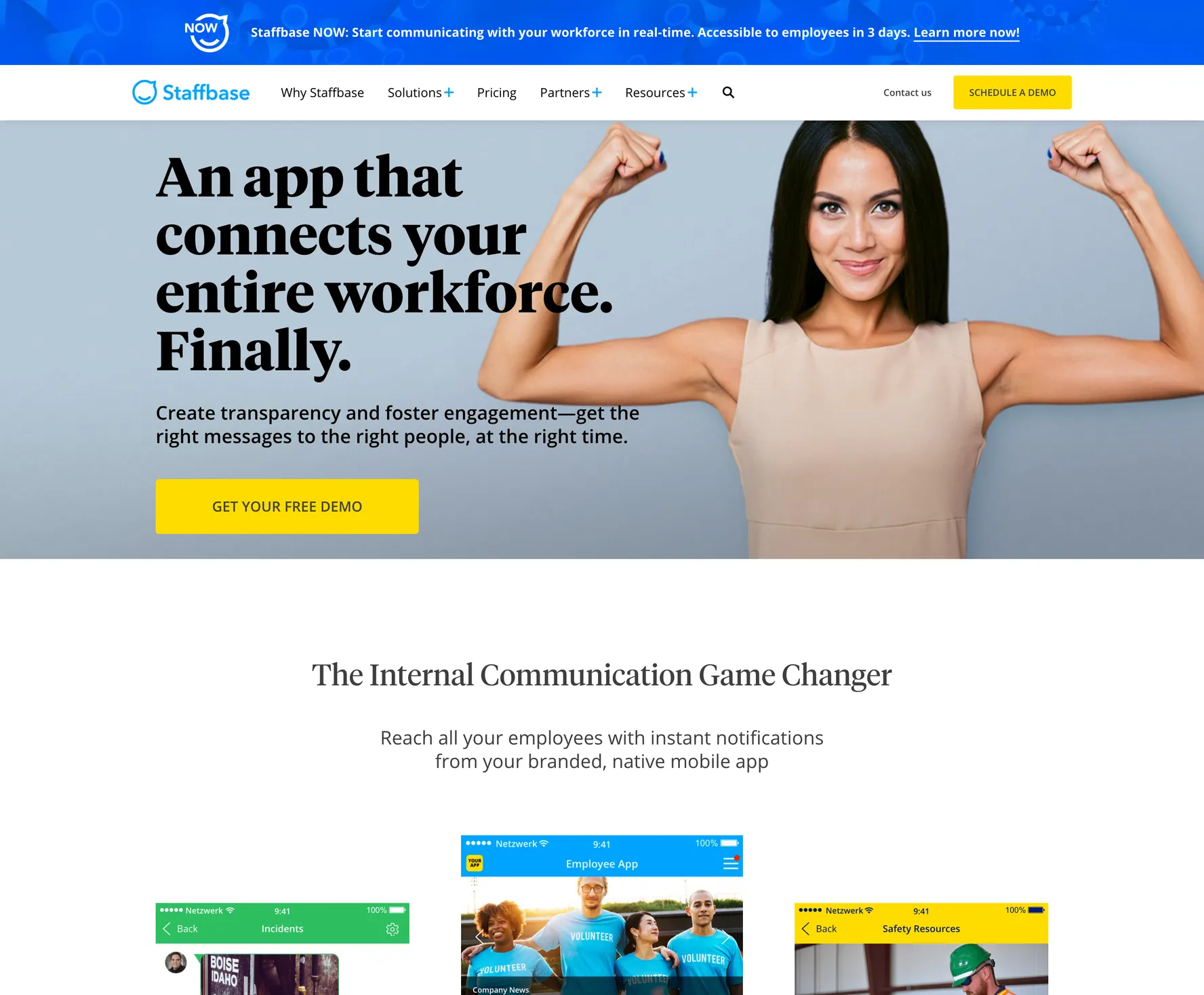 staffbase.com homepage in April 2020
