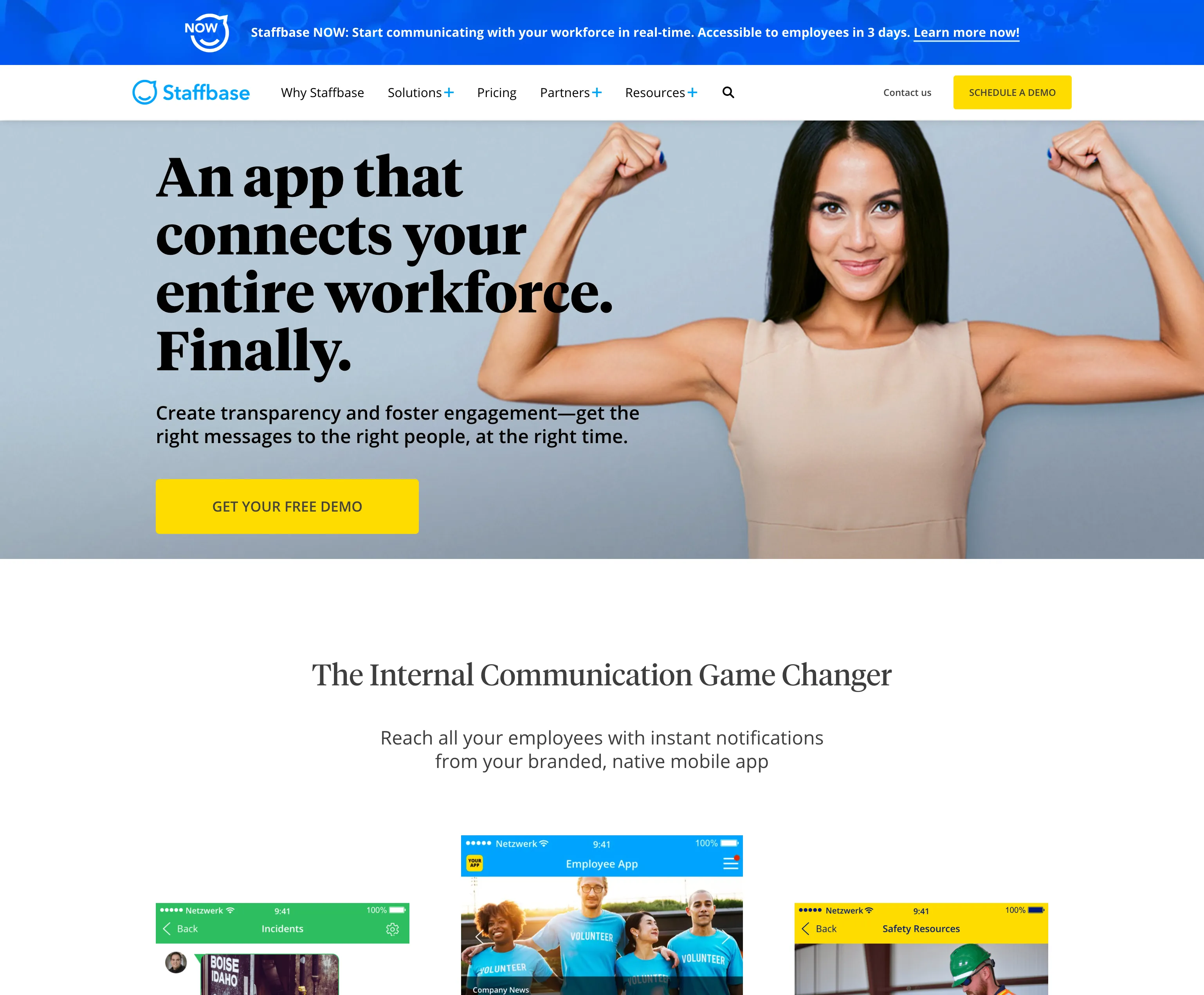 staffbase.com homepage in April 2020