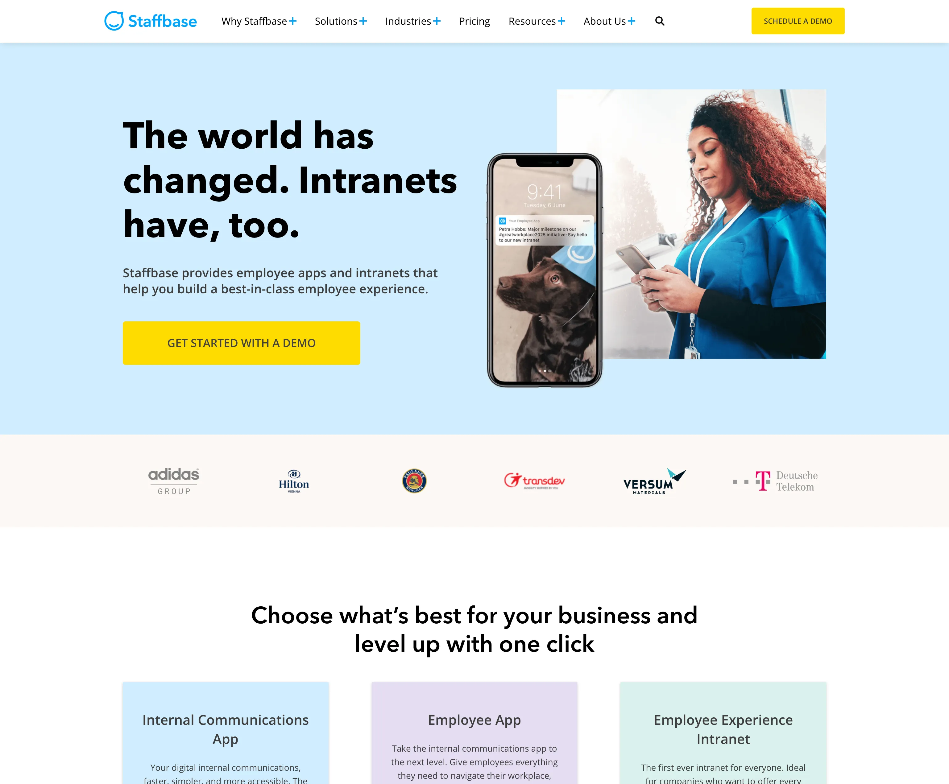 staffbase.com homepage in August 2020