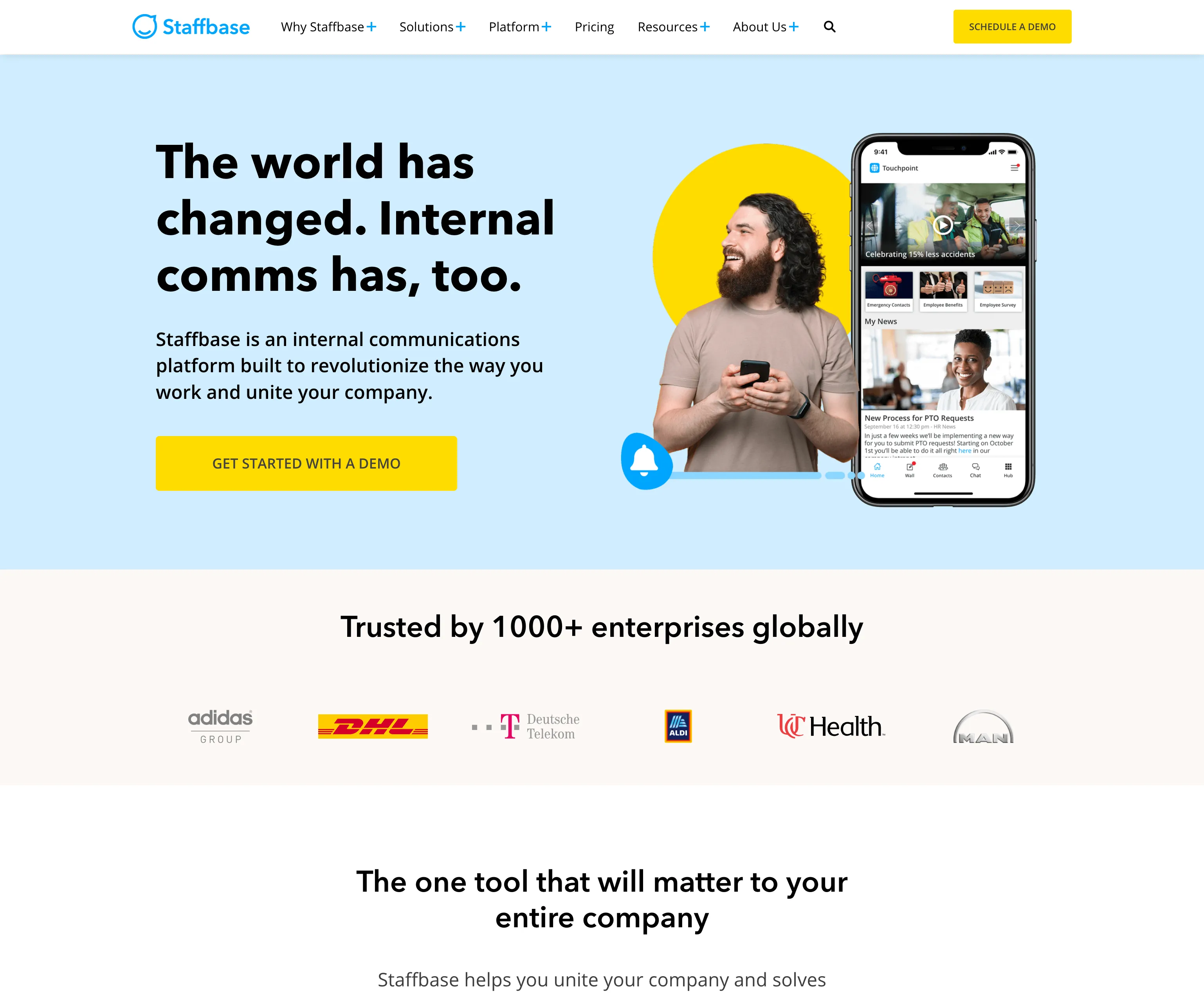staffbase.com homepage in September 2021