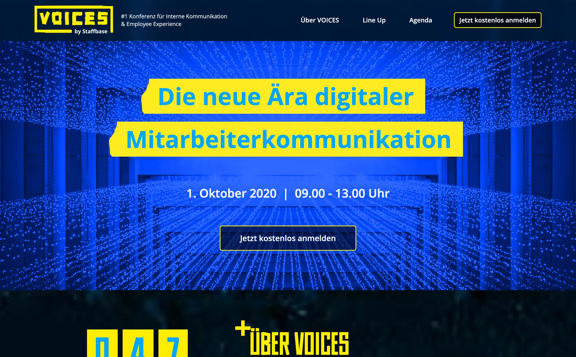 VOICES website homepage in October 2020, the first Eleventy build
