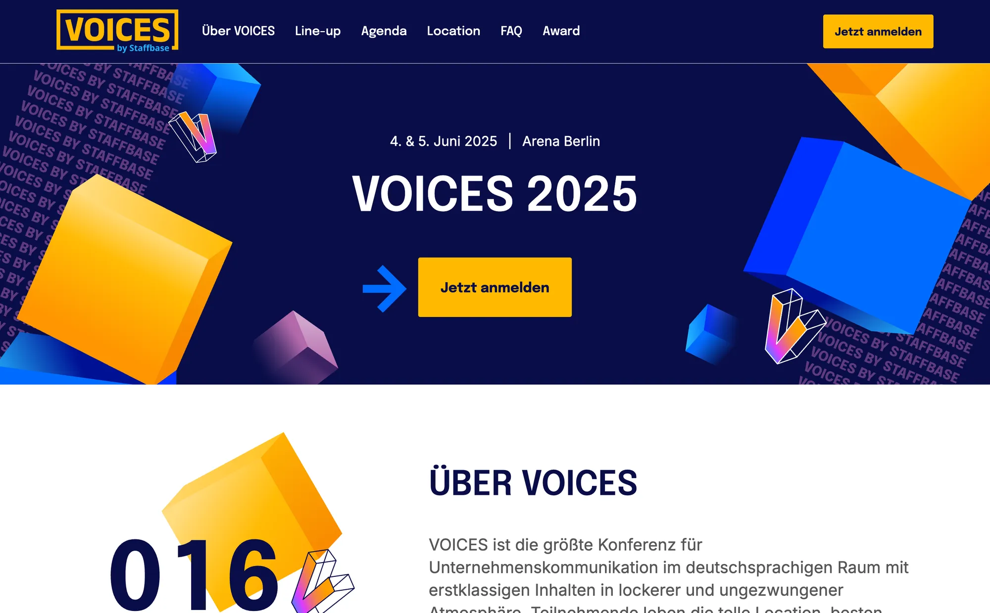 VOICES website homepage after the 2025 rebrand